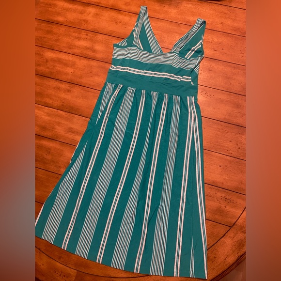 Teal &grey striped tank top dress,size large.Added a stitch on bust for modesty - Picture 4 of 7